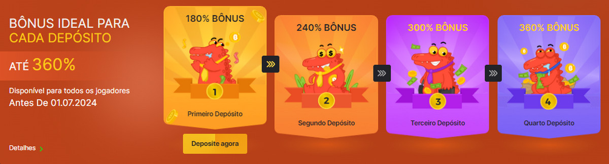 Como funciona o sistema de recompensas para os quatro primeiros depósitos