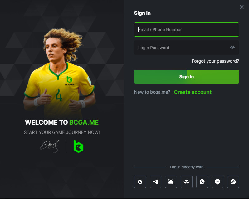 Log in to BC.Game in Brazil